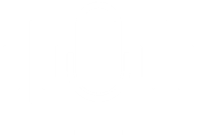 Ein Mikrofon, von dem Schallwellen nach links und rechts ausgehen.