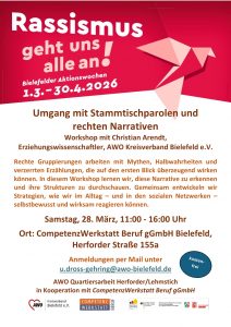 Plakat zur Veranstaltung. Oben das Logo der Aktionswochen, darunter der EInladungstext