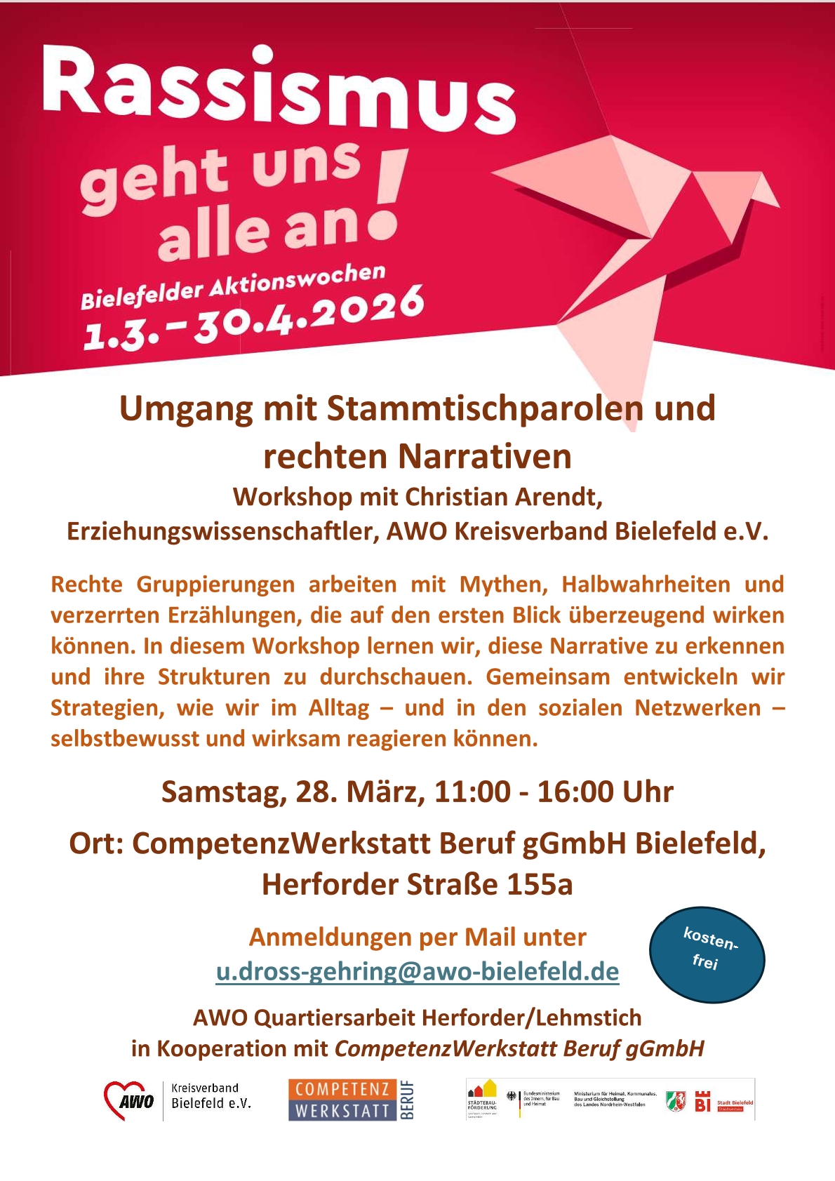 Plakat zur Veranstaltung. Oben das Logo der Aktionswochen, darunter der EInladungstext