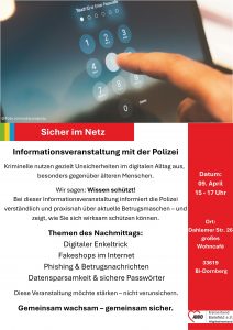 Plakat zur Veranstaltung. Oben ein Bild eines Touch-Screens bei der Eingabe eines Passcodes. Darunter der Text zur Veranstaltung